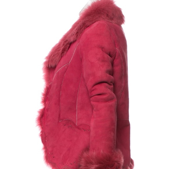 NWT UNGARO FUCHSIA Shearling  Coat, 42 - Picture 2 of 8